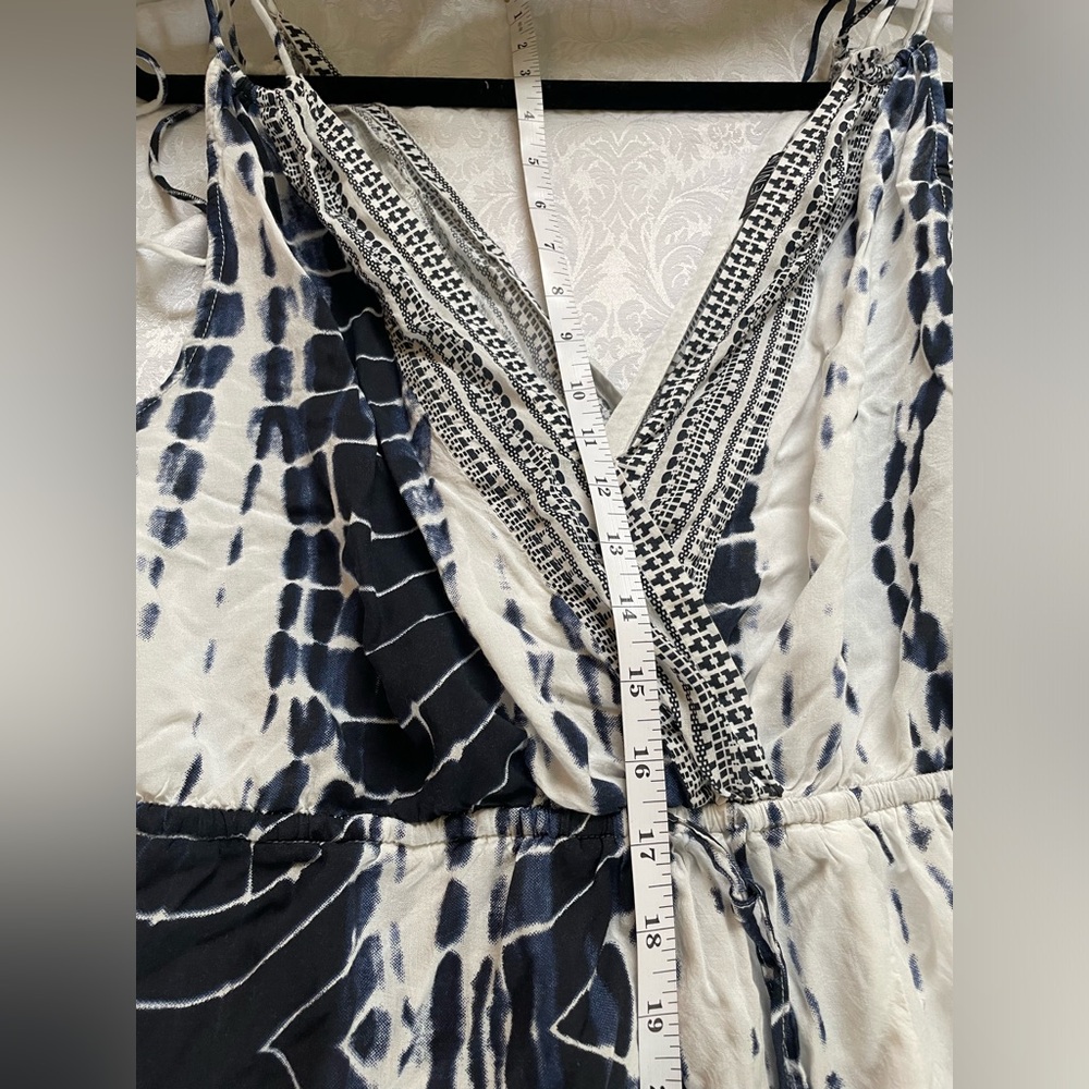 Venus Blue & White Large Tie Dye Maxi Dress Boho Side Slit Y2K Beach Resort - Picture 8 of 9